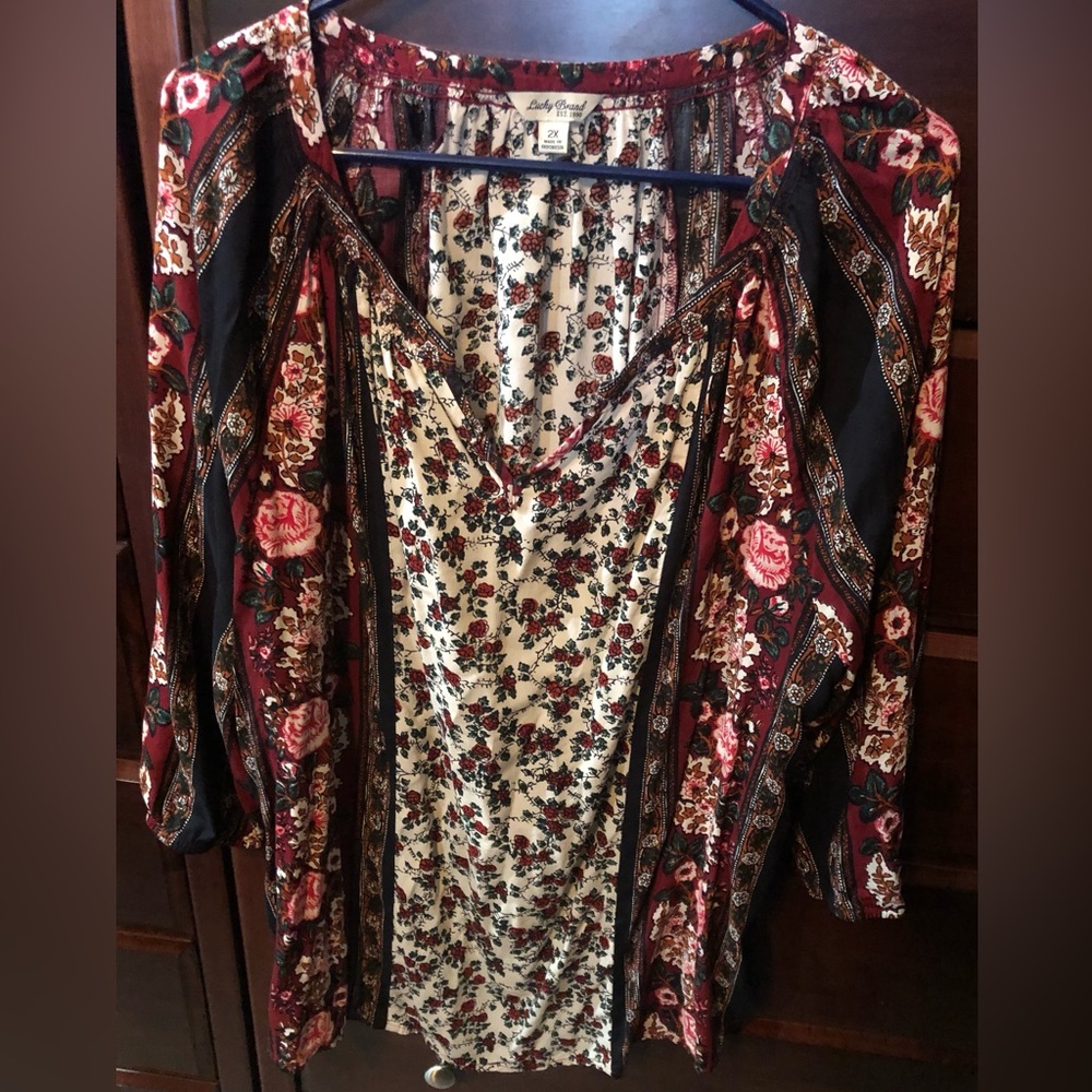 Women’s 2x, 3/4 sleeves, Lucky Brand cotton blouse.